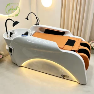 Luxury Japanese Head Spa Massage Bed with Ceramic Shampoo Bowl Water Therapy for Wellness Center Spa Massage Table