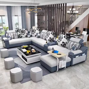 Luxury L Shape Extendable Tufted Sofa Set Modern Fabric Extra Large Corner Sofa Living Room Furniture