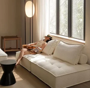 Luxury L Shape Square Sofa Set New Design Fabric for Hotel Apartment Mall Villa Hospital Compression Sealed Packing