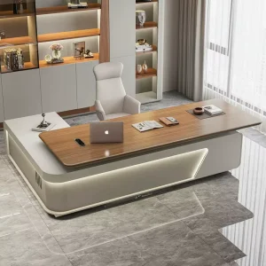 Luxury L Shape Wooden Executive Office Desk Modern Minimalist Complete Executive Desk Set CEO Manager Light Office
