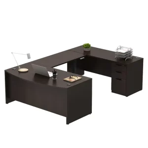 Luxury L Shaped Executive Desk Wood Veneer Manager Desk with Side Storage