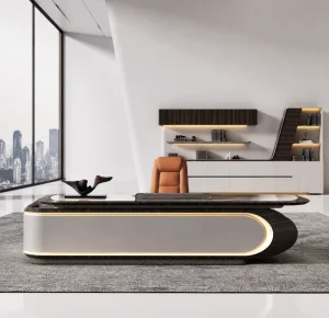 Luxury L Shaped Executive Desk with Electric Height Adjustment Ergonomic Design Easy Assembly Modern Wood Office Furniture