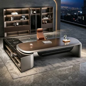 Luxury L Shaped Executive Office Desk Modern Wooden Boss Table High End Director Workstation Set Office Furniture with Cabinets