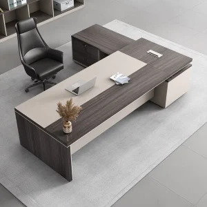 Luxury L Shaped Home Office Table Modern Executive Desk with Long Cabinet