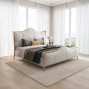 Luxury Leather Bedroom Bed European Hotel Bedroom Furniture King Size Bed Frame Sets Apartment Full Bedroom