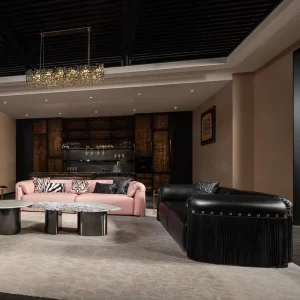 Luxury Light Livingroom Sectional Convertible Sofa High end Villa Furniture Set Designer Fabric Basement Couches