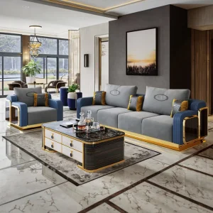 Luxury Living Room Furniture Modern Design Synthetic Leather Sofa Set for Apartment Mall Hotel Villas Home