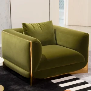 Luxury Living Room Furniture Velvet Fabric Leisure Sofa Lounge Single Sofa Chair Home Villa Hotel Single Upholstered Couch Sofa
