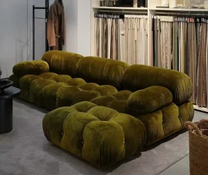 Luxury Living Room Modular Tufted Recliner Boucle Teddy Fabric Sectional Velvet Sofa Bed Customized Color Mario Bellini Design
