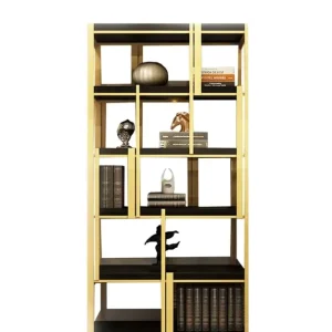 Luxury Living Room Office Document Filing Cabinet With Wood Drawer Decoration Stainless Steel Metal Bookcase Bookshelf