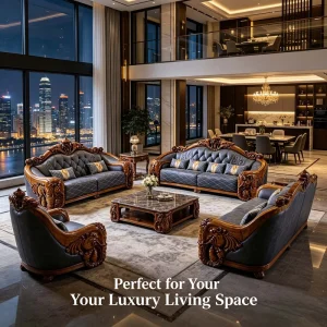 Luxury Living Room Sofa Set Exquisite Light Luxury Design Solid Wood Frame Top Grain Leather Eco Friendly Durable Hotel