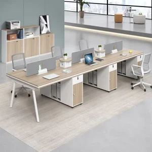 Luxury Log Color 4 person 6 person Staff Office Desk Chair Combination Free Combination Nordic Linear Shape Modern Office