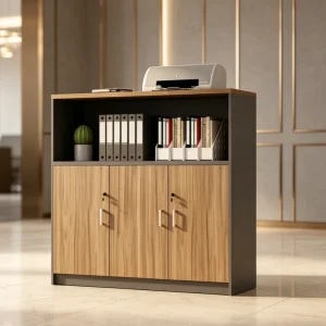 Luxury Low Filing Cabinet Executive Office Storage Cabinet with Wood Veneer Finish