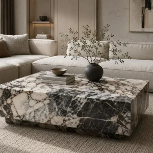 Luxury Marble Coffee Table Modern Natural Stone Center Table Custom Minimalist Living Room Furniture for Villa and Apartment