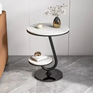 Luxury Marble Tabletop Movable Coffee Tables Bedroom 2 Layers Nightstand Furniture Modern Living Room Sofa Center Side Table