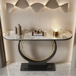 Luxury Metal Console Table with Pedestal Base for Hotel and Living Room
