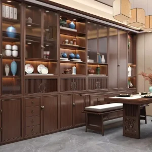Luxury Midcentury Style Custom Wooden Modular Space Saving Bookcase Large Storage Bookshelf Library Wall Cabinet Bedroom Home