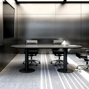 Luxury Minimalist Black Oval Conference Table Set High end Meeting Table for Modern Workspace Commercial Office Furniture