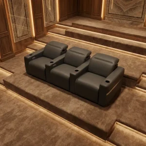 Luxury Modern 3 Seat Metal Frame Home Theater Recliner Sofa RH763 Electric Reclining with Massage for Private Cinema