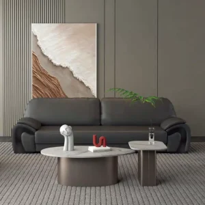 Luxury Modern 3 Seater Sectional Sofa Bed Set with Leather Wood Cover Modular Design for Apartment & Hotel Living Room
