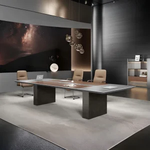 Luxury Modern 6-12 Person Conference Table with Smart Power Track System Large Boardroom Meeting Desk for CEO Office