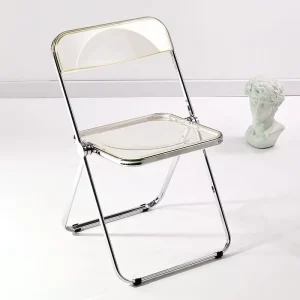 Luxury Modern Acrylic Folding Chair Ghost Folding Chair PC Plastic Living Room Seat Chrome Frame and Foldable Acrylic Chair