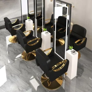 Luxury Modern Adjustable Barber Chair Synthetic Leather Salon Furniture Stainless Steel Construction 360 Degree Dining School
