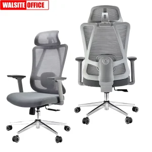 Luxury Modern Adjustable Executive Office Chair Ergonomic Headrest Swivel Mesh Back Fabric Plastic Metal Backrest Home Office
