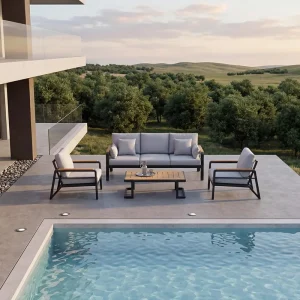 Luxury Modern Aluminum Garden Dining Sectional Sofa Set Outdoor Furniture for Hotels Patios Courtyards