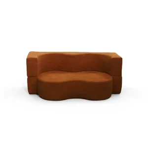 Luxury Modern Armless Chesterfield Sofa Bed Set Orange Fabric Sponge Convertible Living Room Hotel Apartment Mall Square