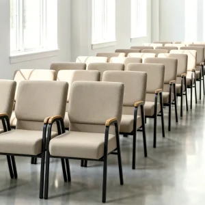Luxury Modern Armrest Chairs for Church Durable Stackable Church Chairs with Armrest Padded Metal Theater Chair