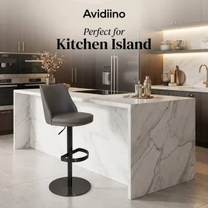 Luxury Modern Bar Stool High End Contemporary Design Leather Upholstered Stainless Steel Legs for Hotel Dining Living Room