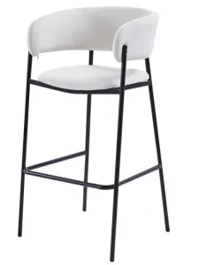 Luxury Modern Bar Stool with Fabric Upholstered Seat Sturdy Iron Frame for Indoor Kitchen Island and Home Bar Counter Seating