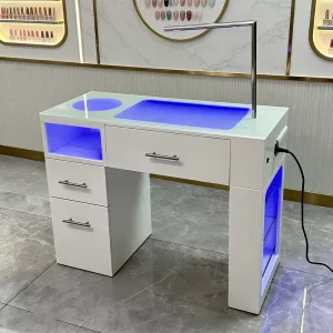 Luxury Modern Beauty Nail Salon Technician Storage LED Manicure Table and Chairs