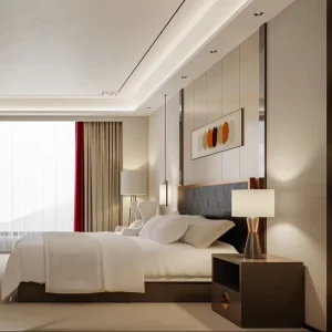 Luxury Modern Bed Bedroom Furniture Set 5 Star Wood Panel for Hotels and Apartments