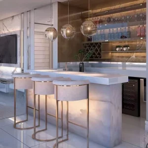 Luxury Modern Counter Height Barstool Wooden Breakfast Kitchen Island High Chair Bar Stools for Restaurants