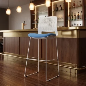 Luxury Modern Design Bar Stools with Metal Legs and Cushion Seat for Dining Home Bar Hotel Outdoor Use Lightweight Durable