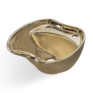 Luxury Modern Design Ceramic Hair Salon Shampoo Basin Mobile Portable Gold Finish High Quality Barber Shop Bathroom