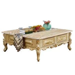 Luxury Modern Design Gold Marble Coffee Table TV Cabinet Solid Wood French Style Home Furniture for Apartment Living Room