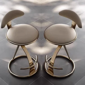 Luxury Modern Design Hotel Bar Stool Commercial Stainless Steel Frame Genuine Dining Outdoor