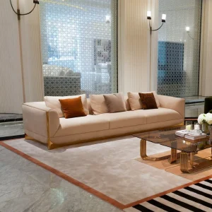 Luxury Modern Design Velvet Fabric Couch Sofa Stainless Steel Frame High End Sofa Set for Living Room Villa Furniture