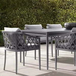 Luxury Modern Durable Aluminum Alloy Outdoor Dining Set for Hotel Villa Courtyard Garden & Patio Waterproof Table and Chairs