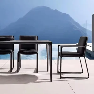 Luxury Modern Durable Aluminum Alloy Outdoor Dining Set for Hotel Villa Courtyard & Patio Waterproof Table and Chairs