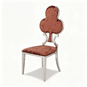 Luxury Modern Durable Golden Stainless Steel Hotel Chairs Trifolium Brown Suede for Elegant Restaurant Party Dining Room Rental