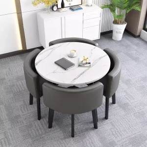 Luxury Modern Durable Top Dining Table Set Metal Chairs MDF Wood Living Room Coffee Shop Hotel Canteen Milk Tea Shop