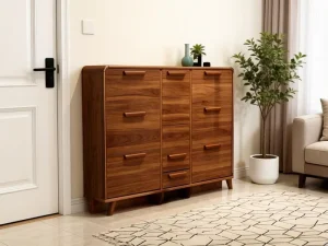 Luxury Modern Eco-Friendly Durable Wood Board Shoe Rack 7 Adjustable Shelves for Workshop Basement Hotel Mall Use 36-49 Pair