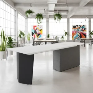 Luxury Modern Executive Manager Desk Wooden Panel Convertible Leather Top for Company Office Furniture CEO Director Table