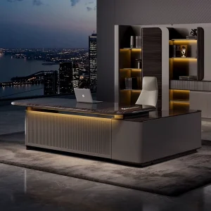 Luxury Modern Extendable Panel Design Office Reception Desk and Chair Set Versatile Furniture for Home Boss Meeting and School Use