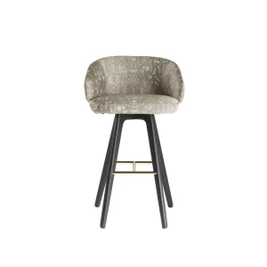Luxury Modern Fabric Bar Stool with Golden Back Wooden Legs Strong Stylish for Home Bars Offices Hotels Dining Living Rooms