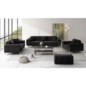 Luxury Modern Furniture 3-Seater Tufted Fabric Sectional Sofa Set for Apartment Living Room